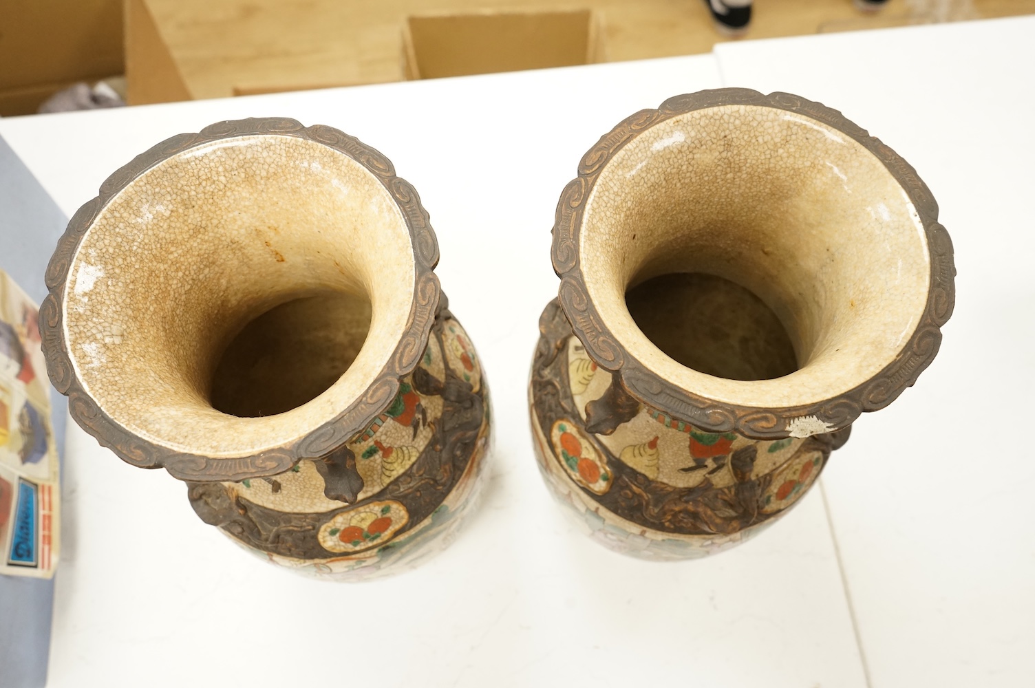 A pair of 19th century Chinese crackle glaze vases, 36cm